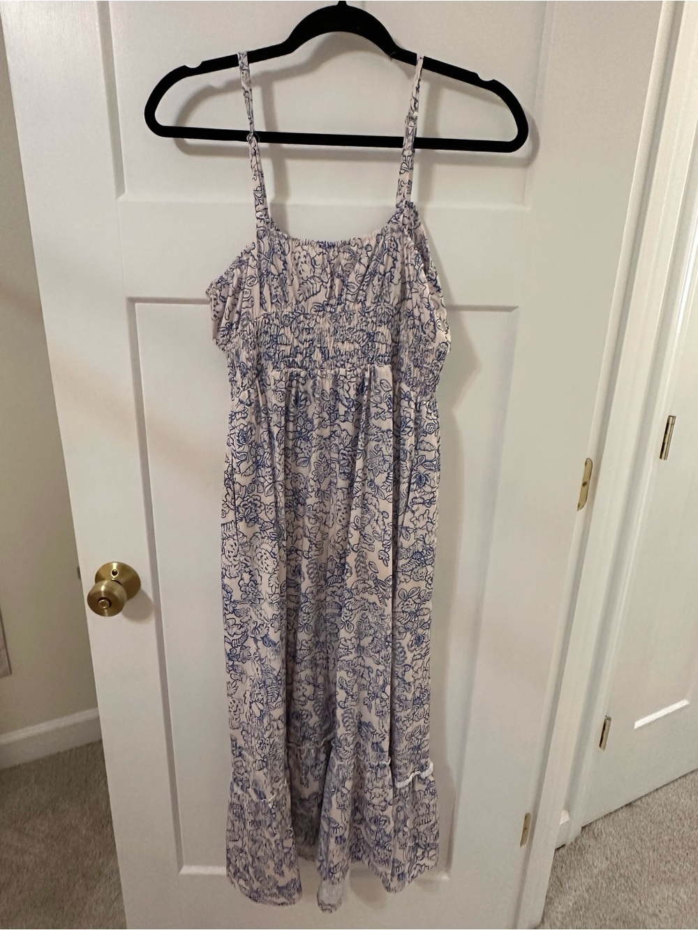 Blue Floral Smocked Waist Sundress - Women - Picture 2 of 4
